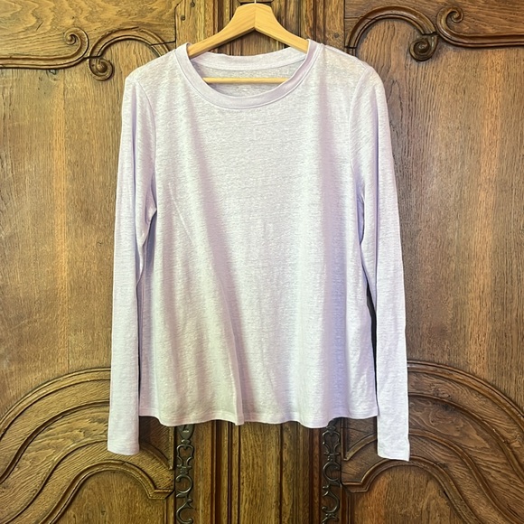Eileen Fisher Organic Linen Jersey Crewneck Long Sleeve Tee - Picture 3 of 13